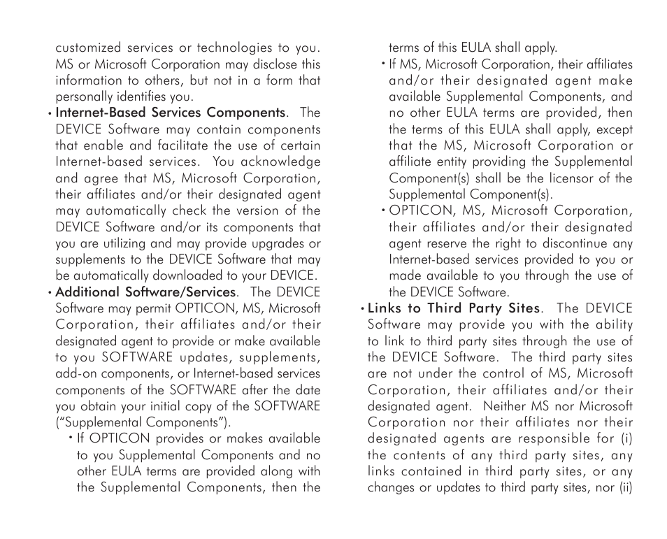 Opticon H16 End User License Agreement for Microsoft Software User Manual | Page 5 / 8