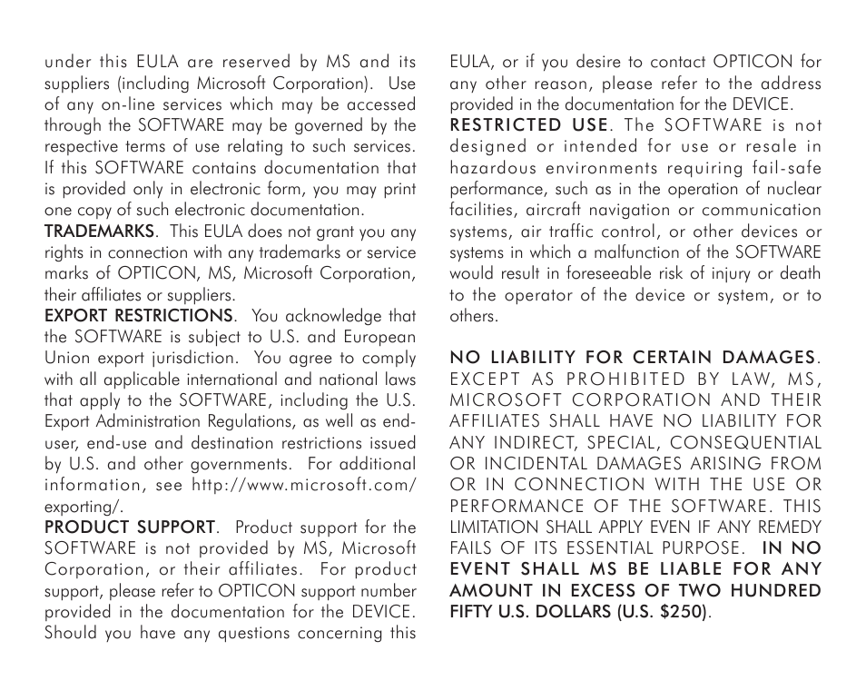Opticon H16 End User License Agreement for Microsoft Software User Manual | Page 7 / 8
