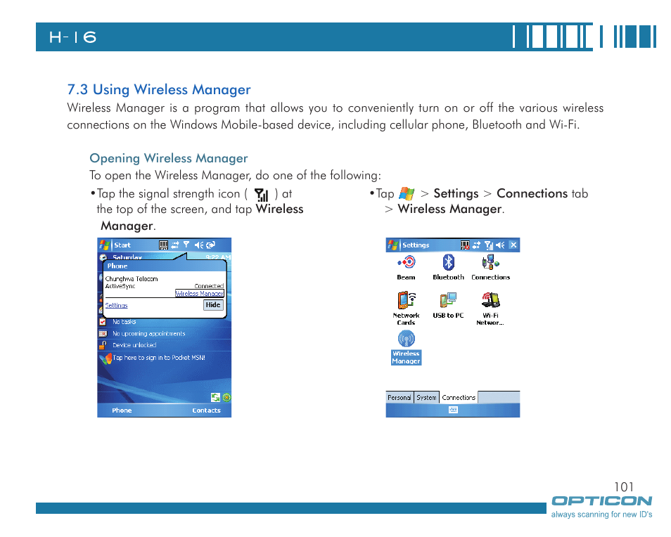 Opticon H16 User Manual User Manual | Page 101 / 160