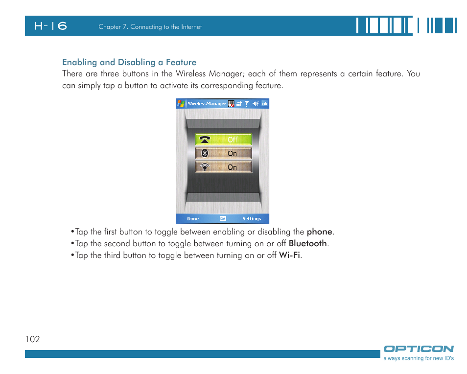 Opticon H16 User Manual User Manual | Page 102 / 160