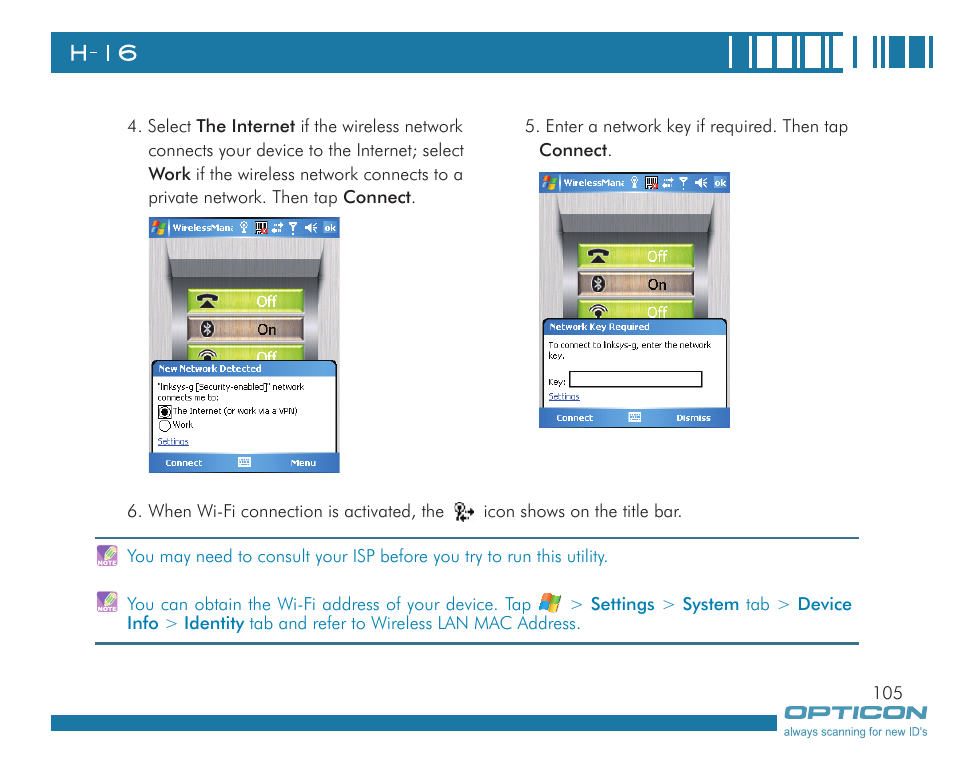 Opticon H16 User Manual User Manual | Page 105 / 160