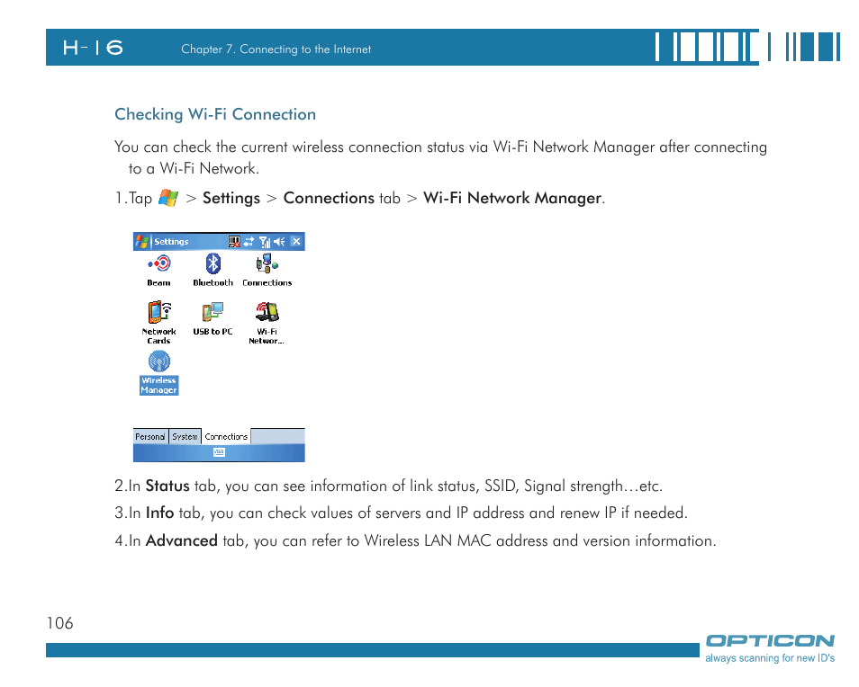 Opticon H16 User Manual User Manual | Page 106 / 160