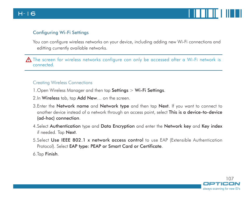 Opticon H16 User Manual User Manual | Page 107 / 160