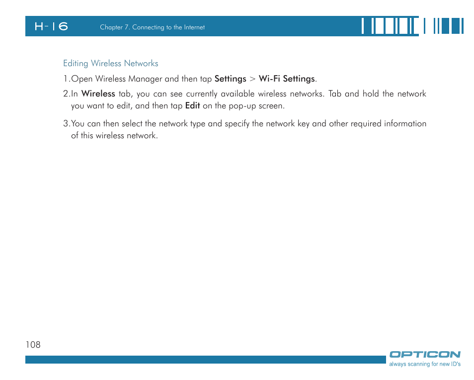 Opticon H16 User Manual User Manual | Page 108 / 160