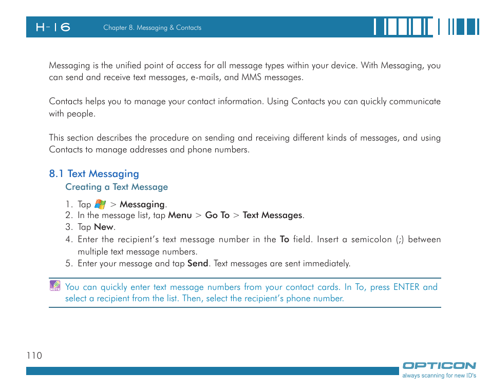 Opticon H16 User Manual User Manual | Page 110 / 160