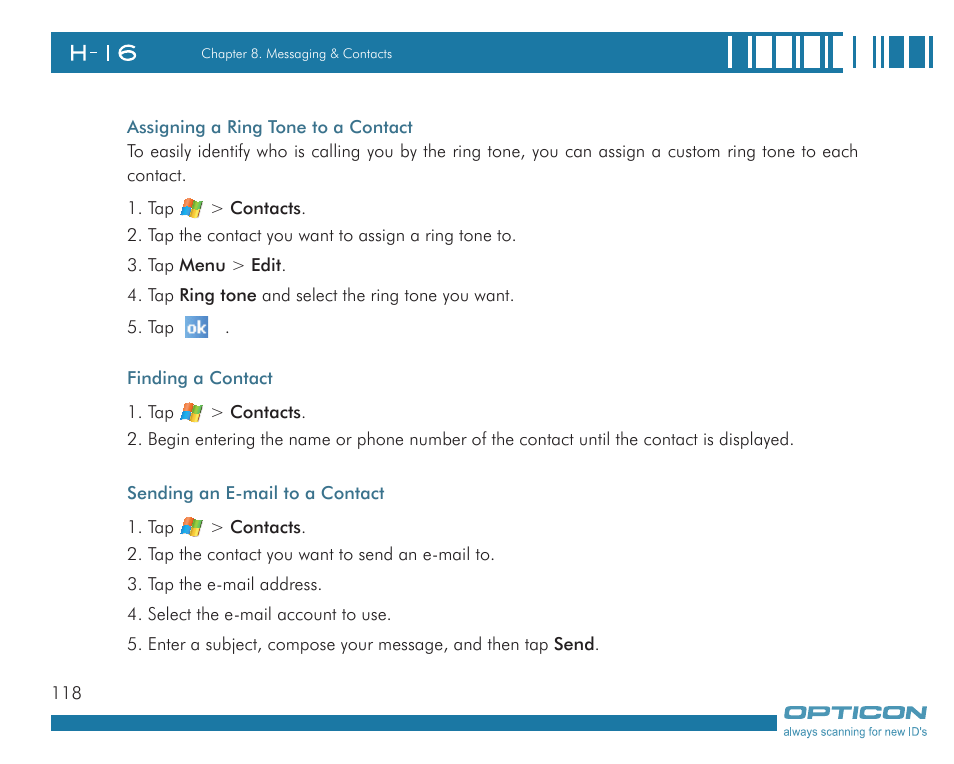 Opticon H16 User Manual User Manual | Page 118 / 160