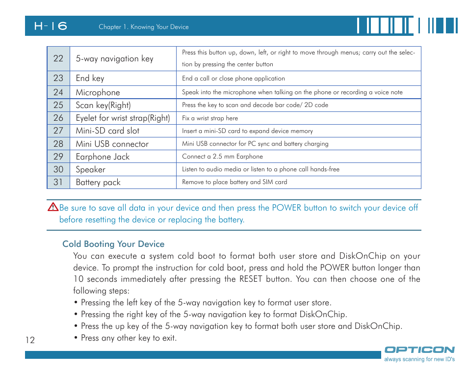 Opticon H16 User Manual User Manual | Page 12 / 160