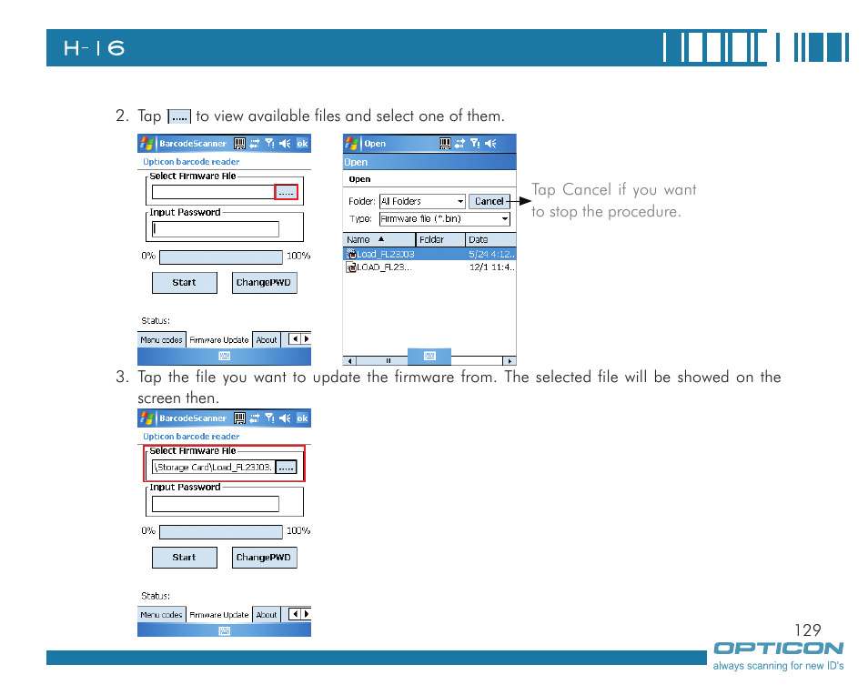 Opticon H16 User Manual User Manual | Page 129 / 160