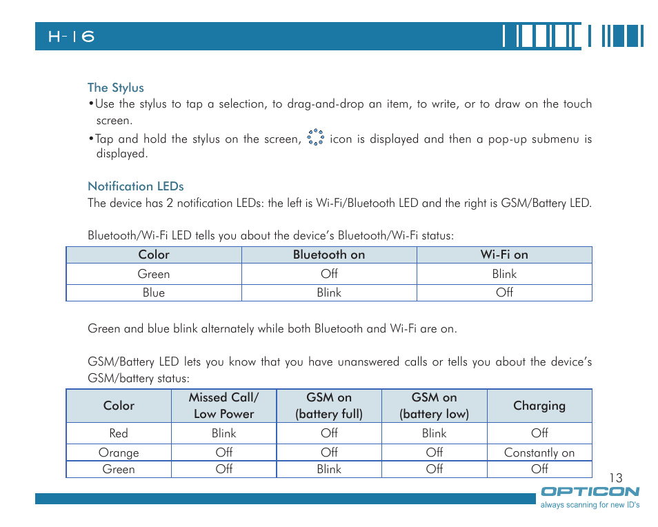 Opticon H16 User Manual User Manual | Page 13 / 160