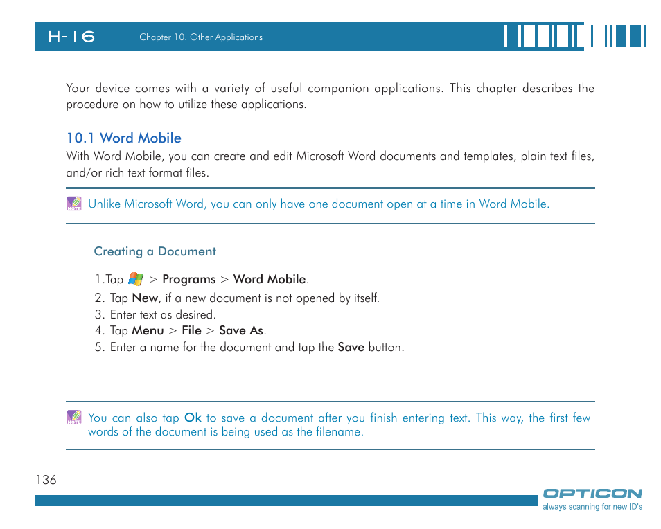 Opticon H16 User Manual User Manual | Page 136 / 160