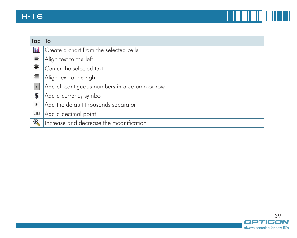 Opticon H16 User Manual User Manual | Page 139 / 160