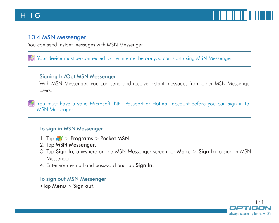 Opticon H16 User Manual User Manual | Page 141 / 160