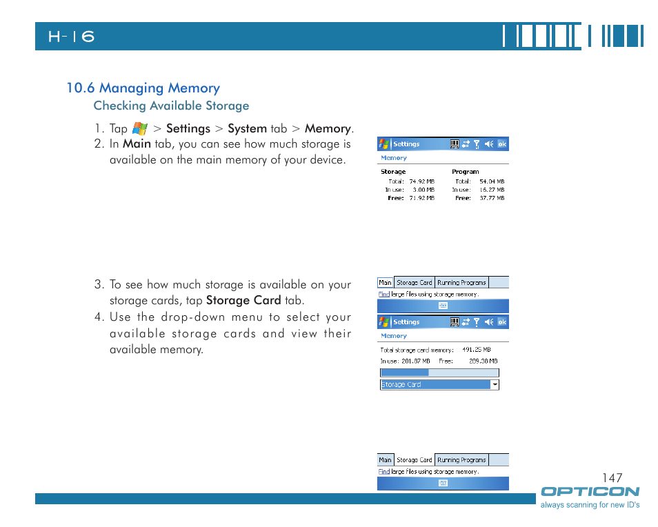 Opticon H16 User Manual User Manual | Page 147 / 160
