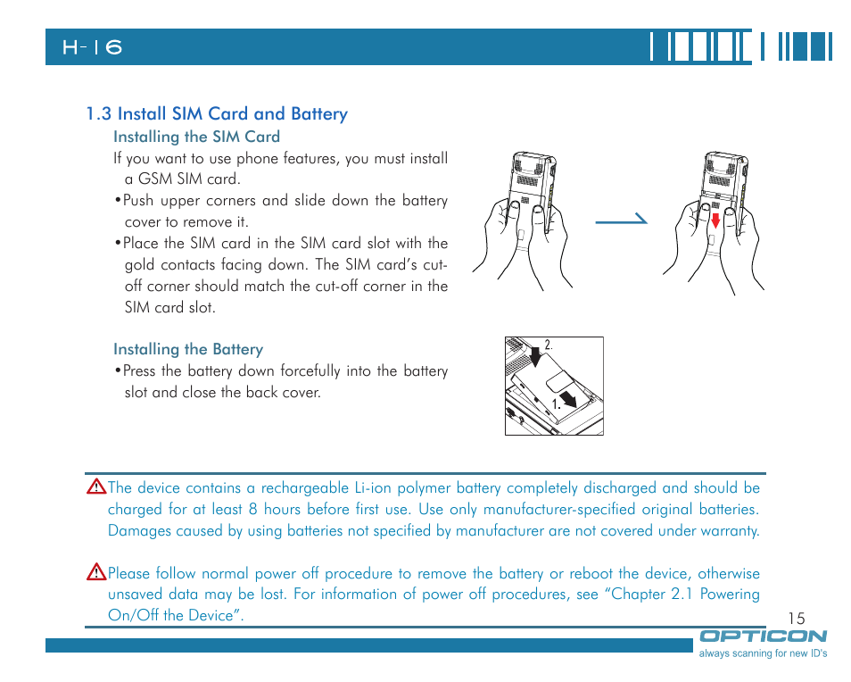 Opticon H16 User Manual User Manual | Page 15 / 160