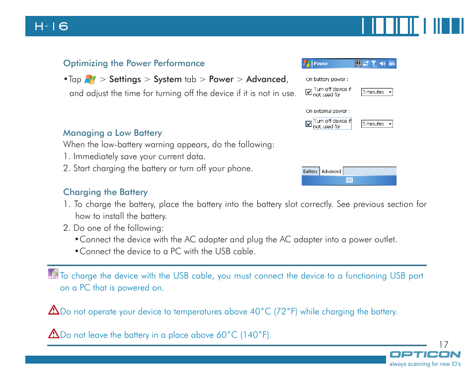 Opticon H16 User Manual User Manual | Page 17 / 160