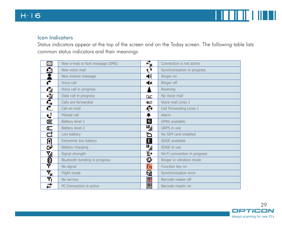 Opticon H16 User Manual User Manual | Page 29 / 160