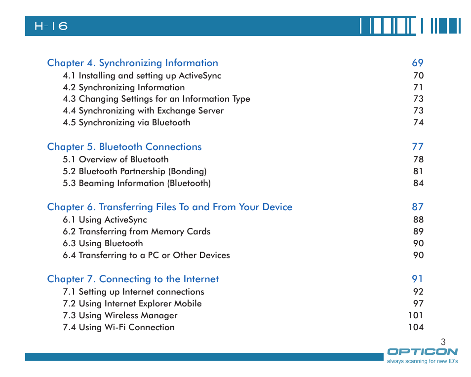 Opticon H16 User Manual User Manual | Page 3 / 160