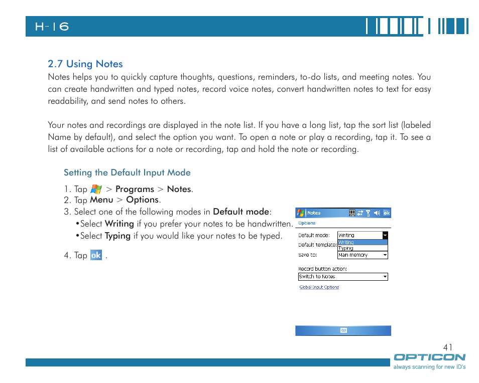 Opticon H16 User Manual User Manual | Page 41 / 160