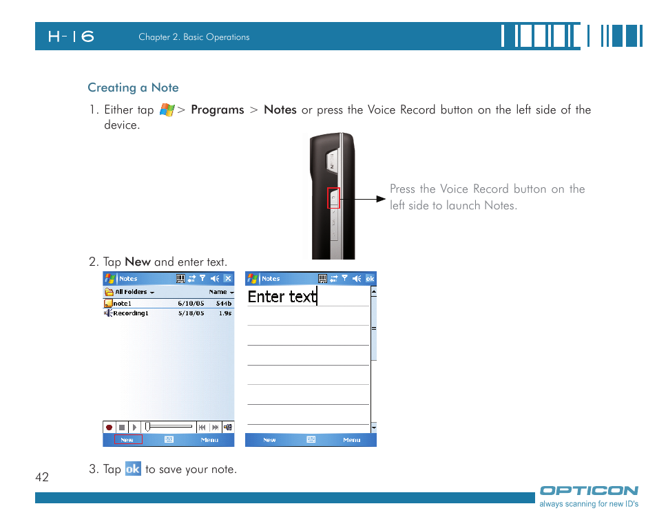 Opticon H16 User Manual User Manual | Page 42 / 160