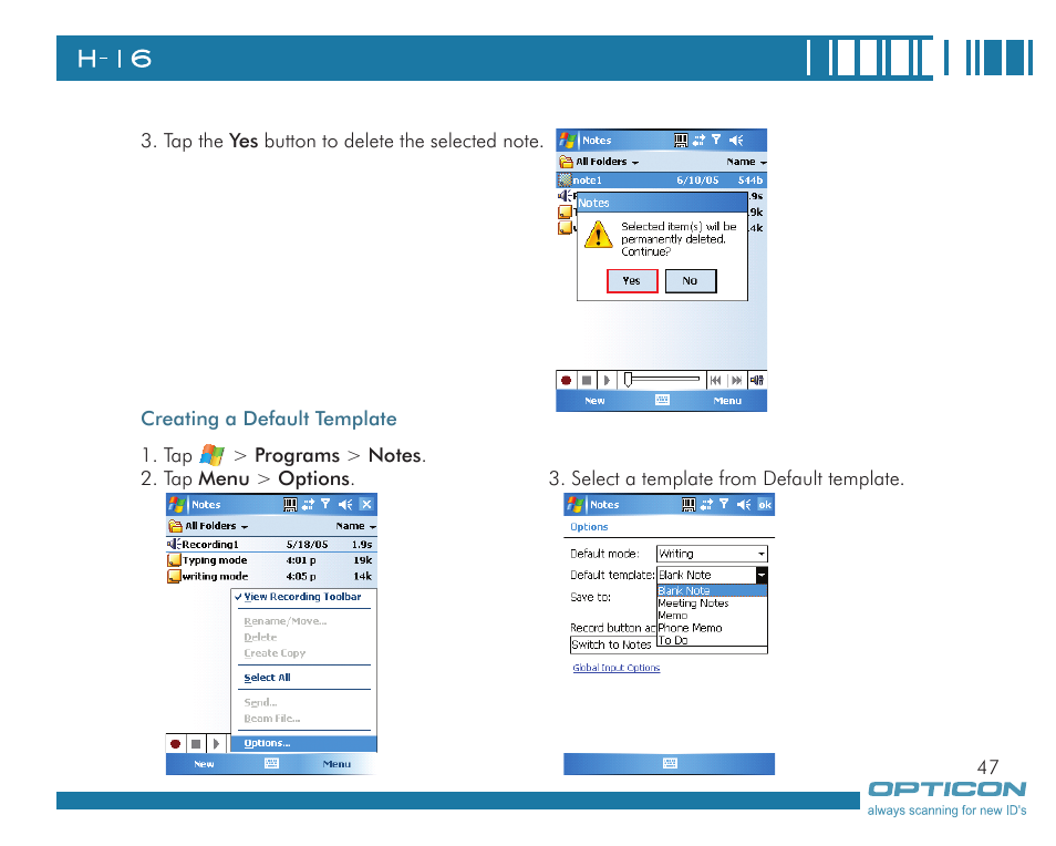 Opticon H16 User Manual User Manual | Page 47 / 160