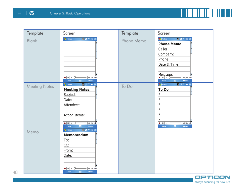 Opticon H16 User Manual User Manual | Page 48 / 160