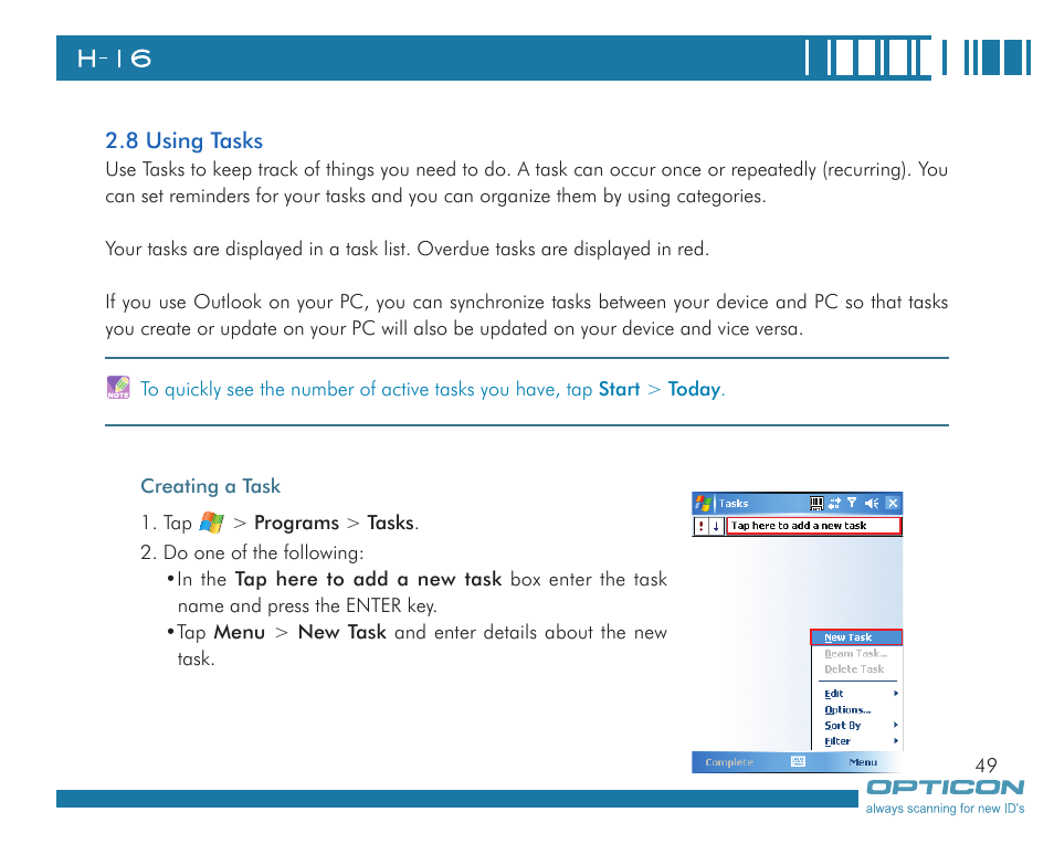 Opticon H16 User Manual User Manual | Page 49 / 160
