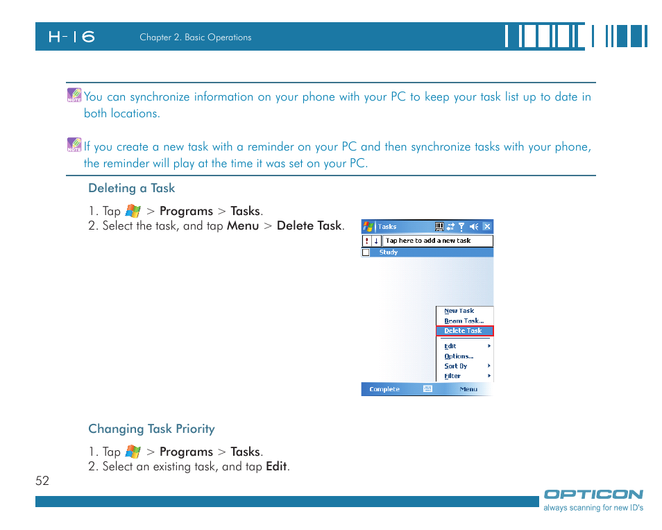 Opticon H16 User Manual User Manual | Page 52 / 160