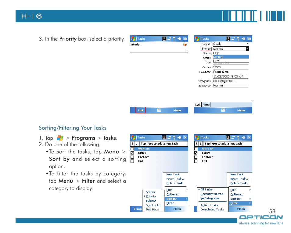 Opticon H16 User Manual User Manual | Page 53 / 160