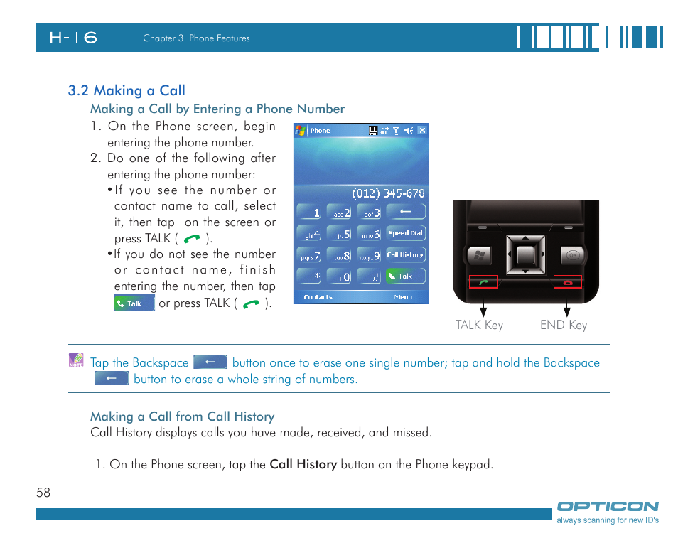 Opticon H16 User Manual User Manual | Page 58 / 160