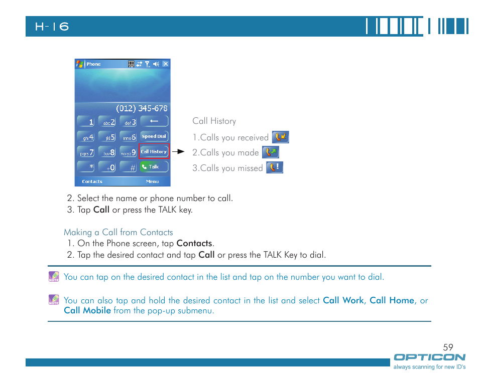 Opticon H16 User Manual User Manual | Page 59 / 160