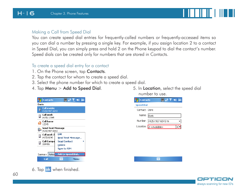 Opticon H16 User Manual User Manual | Page 60 / 160