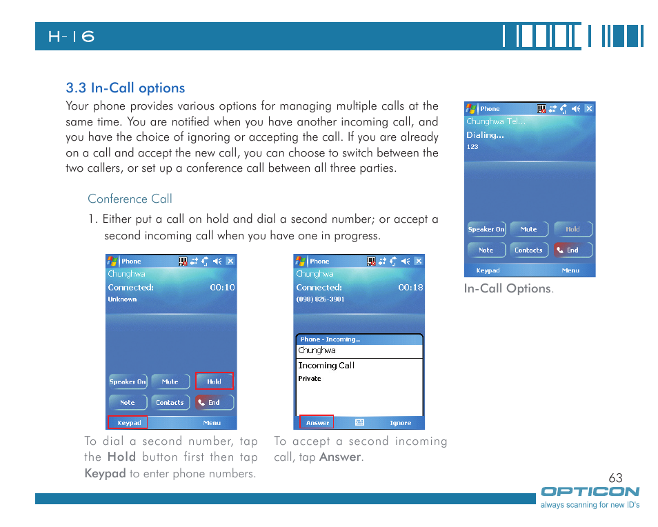 Opticon H16 User Manual User Manual | Page 63 / 160