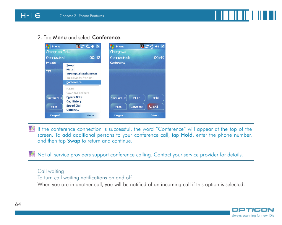 Opticon H16 User Manual User Manual | Page 64 / 160