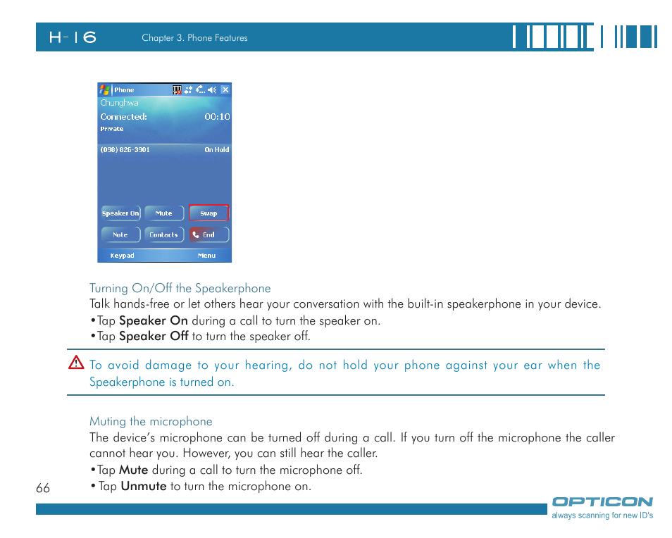 Opticon H16 User Manual User Manual | Page 66 / 160