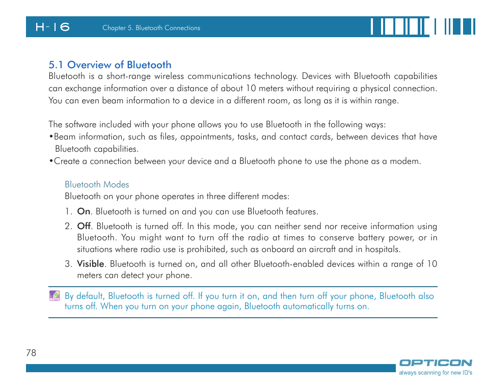 Opticon H16 User Manual User Manual | Page 78 / 160