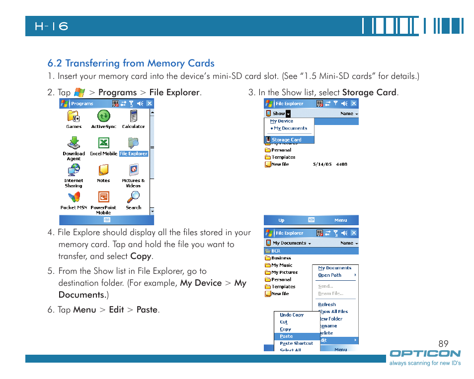 Opticon H16 User Manual User Manual | Page 89 / 160