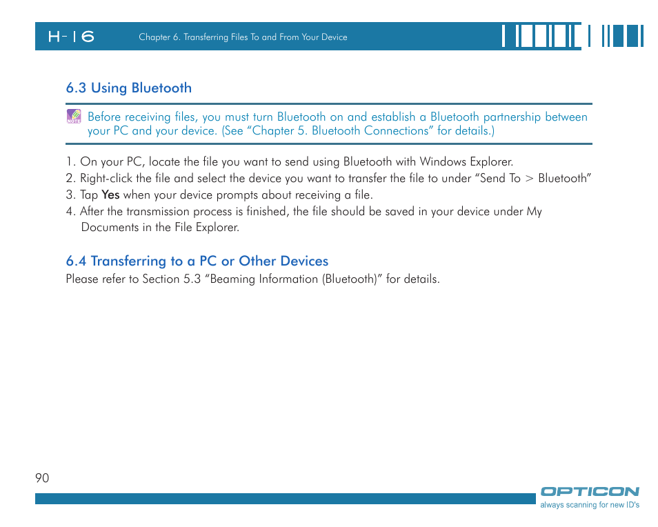Opticon H16 User Manual User Manual | Page 90 / 160