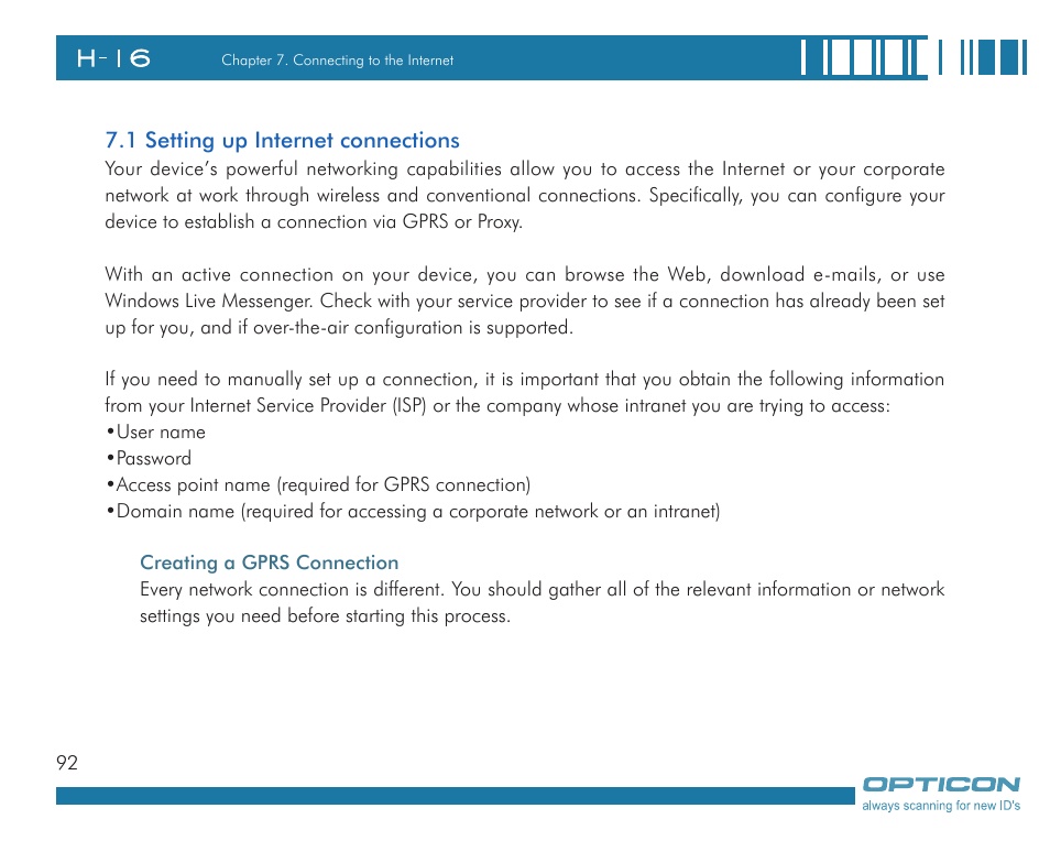 Opticon H16 User Manual User Manual | Page 92 / 160