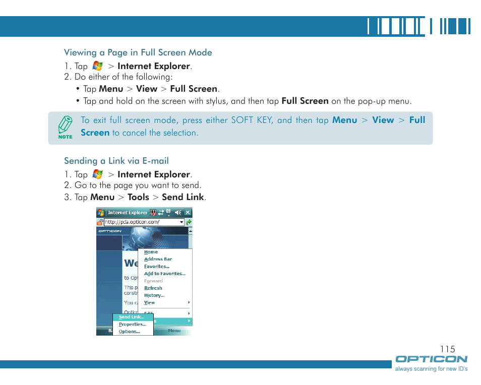 Opticon H19А User Manual | Page 115 / 192