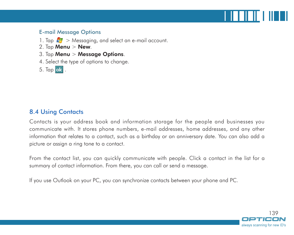 Opticon H19А User Manual | Page 139 / 192