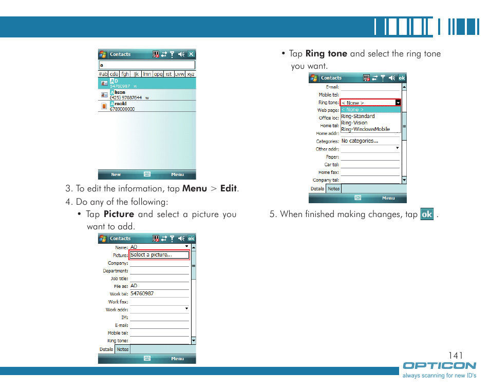 Opticon H19А User Manual | Page 141 / 192