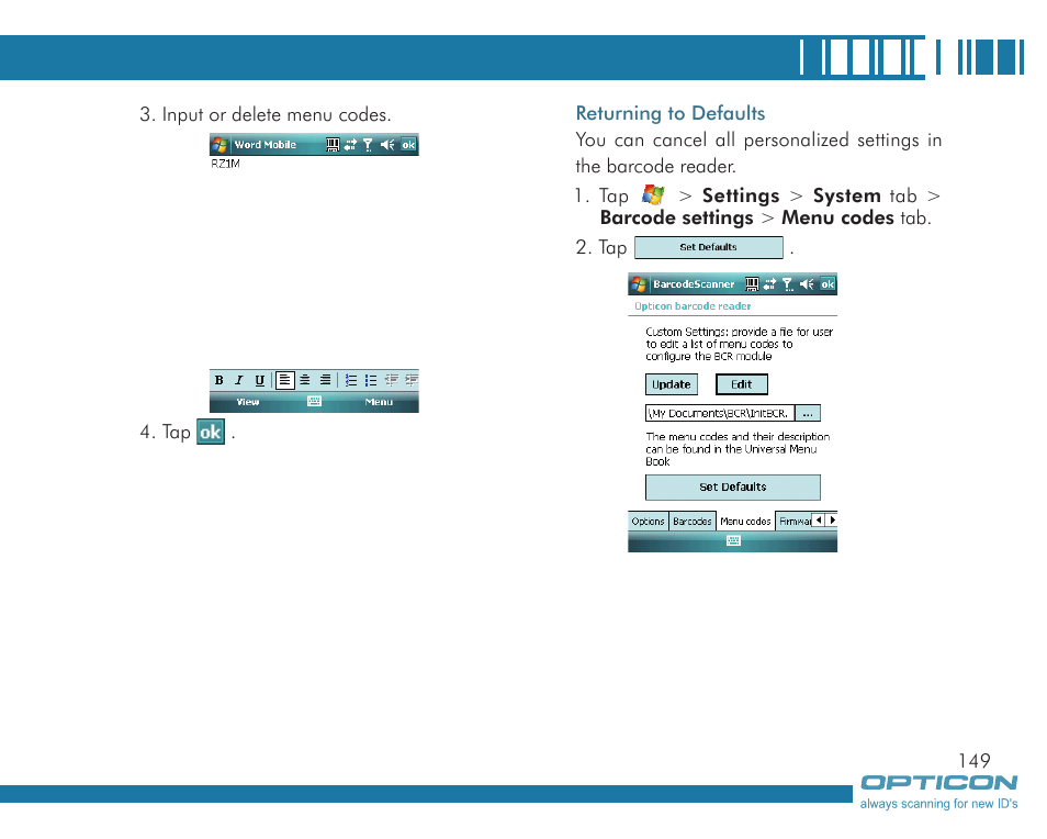 Opticon H19А User Manual | Page 149 / 192