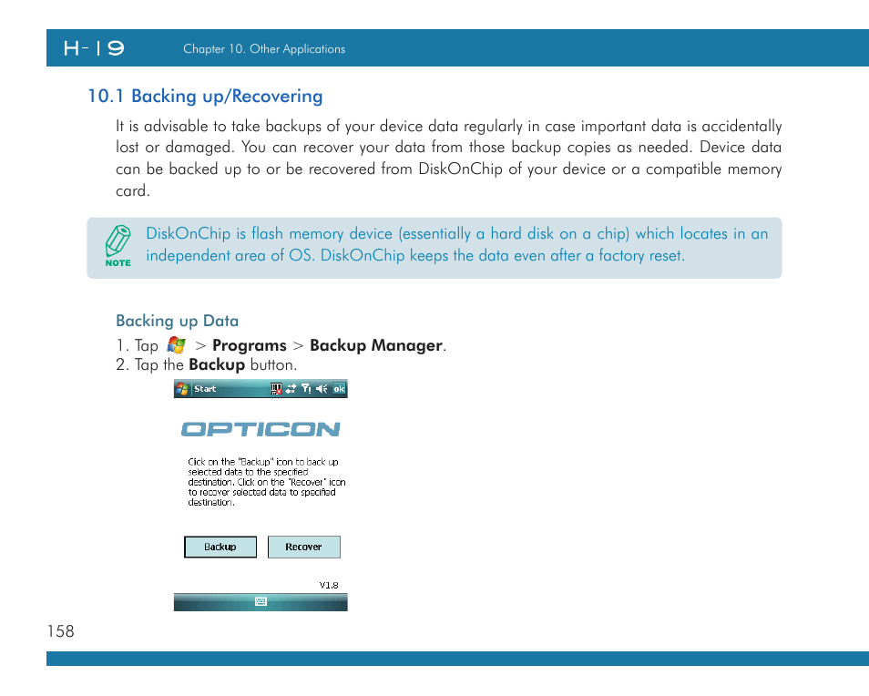 Opticon H19А User Manual | Page 158 / 192