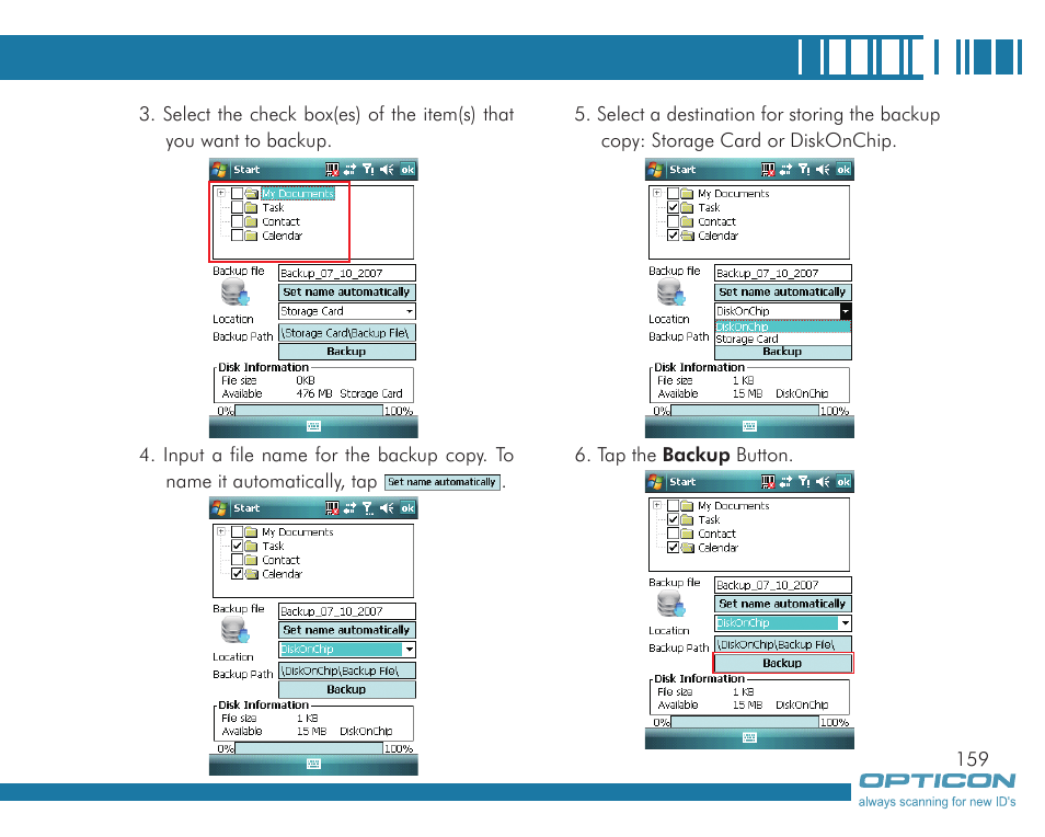 Opticon H19А User Manual | Page 159 / 192