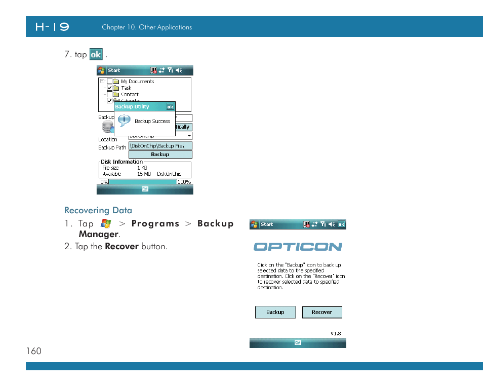 Opticon H19А User Manual | Page 160 / 192