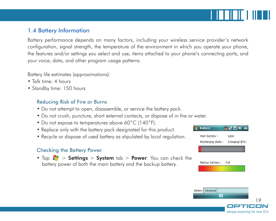 Opticon H19А User Manual | Page 19 / 192