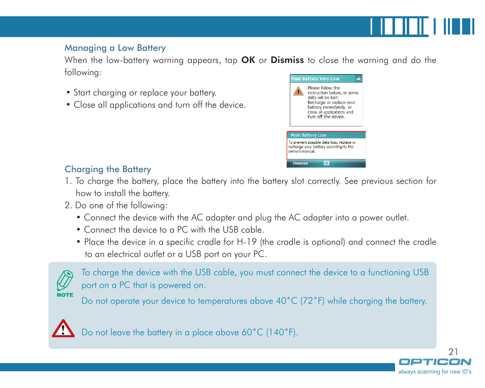 Opticon H19А User Manual | Page 21 / 192