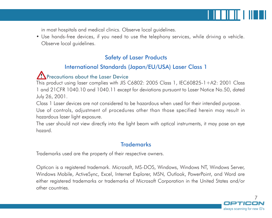 Opticon H19А User Manual | Page 7 / 192