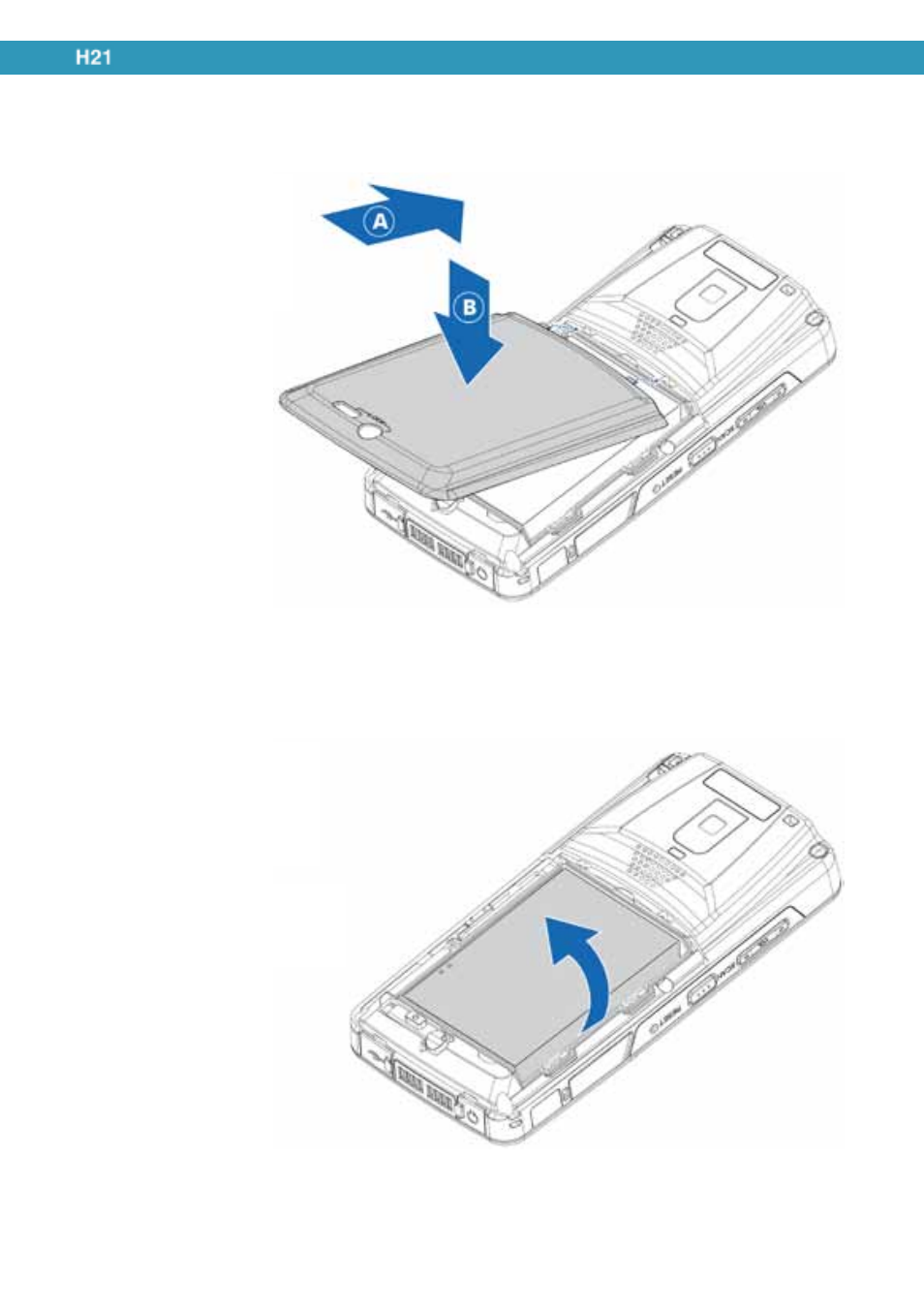 Replacing the battery cover, Removing the battery | Opticon H21 User Manual | Page 24 / 103