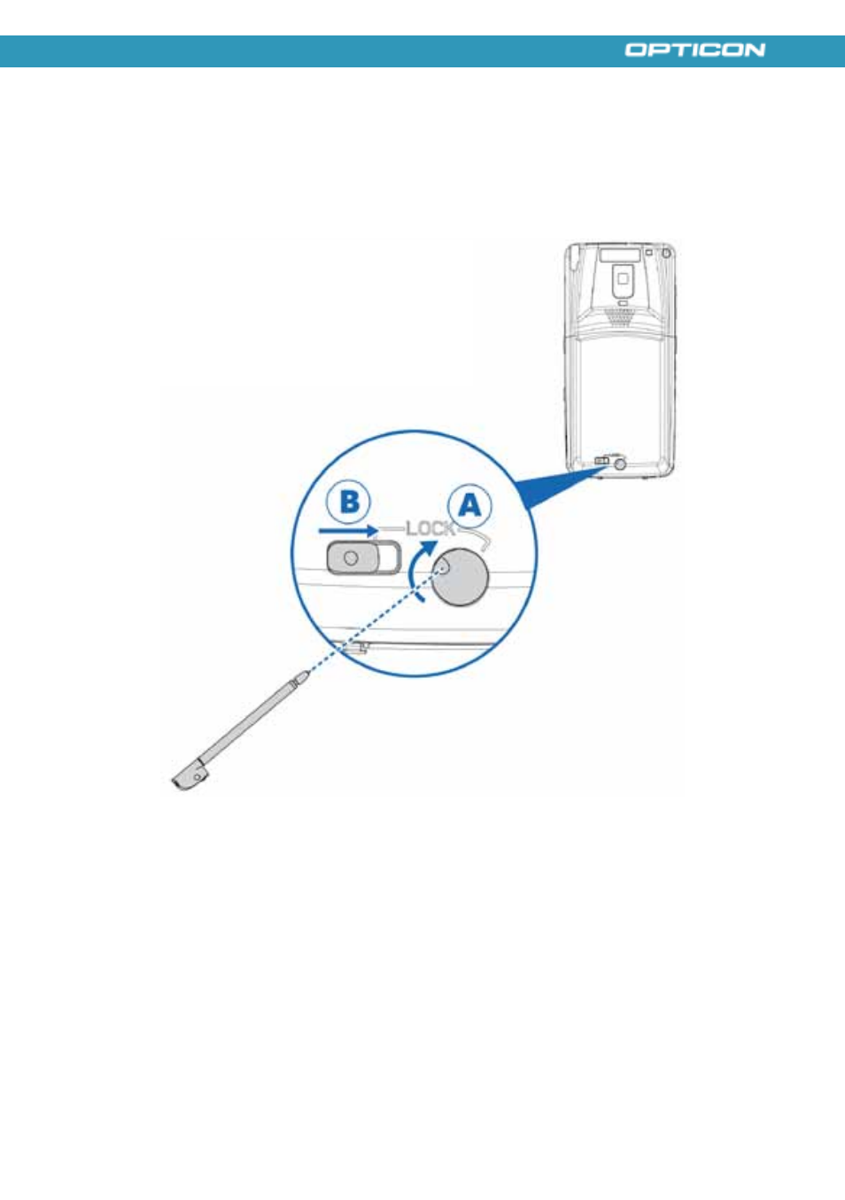 Locking the battery cover | Opticon H21 User Manual | Page 25 / 103